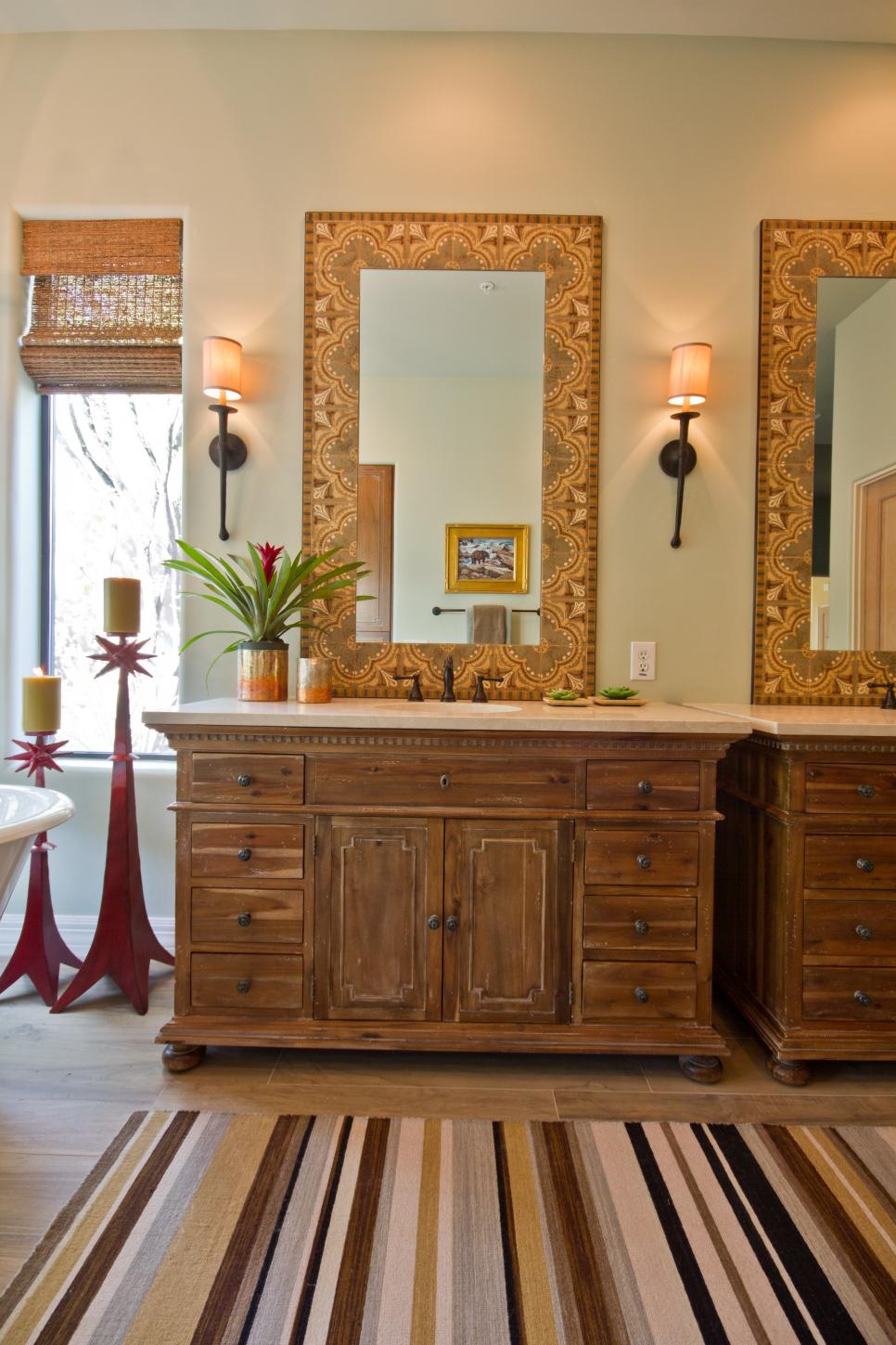 Southwestern Bathroom With Furniture-Style Wood Vanities | HGTV