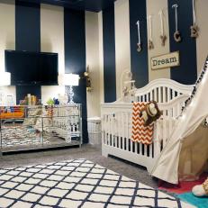 Black and White Contemporary Nursery With Tepee