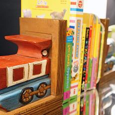 Wood Train Bookends
