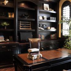 Brown Old World Home Office