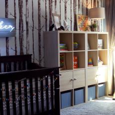 Neutral Contemporary Nursery With Neon Sign
