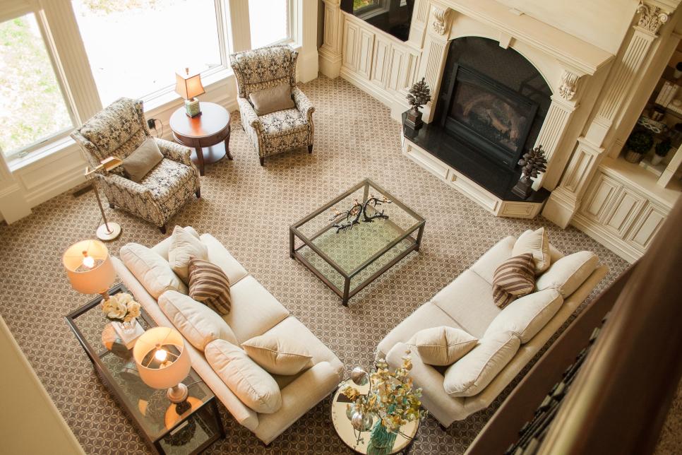 Traditional Living Room With Cozy Cream, Cream Living Room Furniture