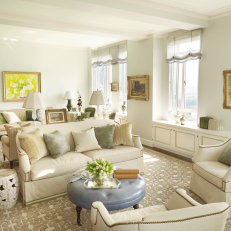 Transitional Formal Living Room With Classic Artwork and Accessories