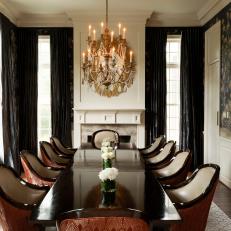 Sophisticated Dining Room With Traditional Chandelier