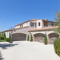 French Provence Home with Paver Driveway