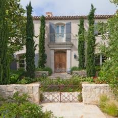 French Provence Home With Wrought Iron Gate Entry