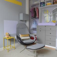 Midcentury Modern Seating in Contemporary Gray Nursery