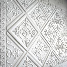 White Kitchen Backsplash Inset With Spanish Tile