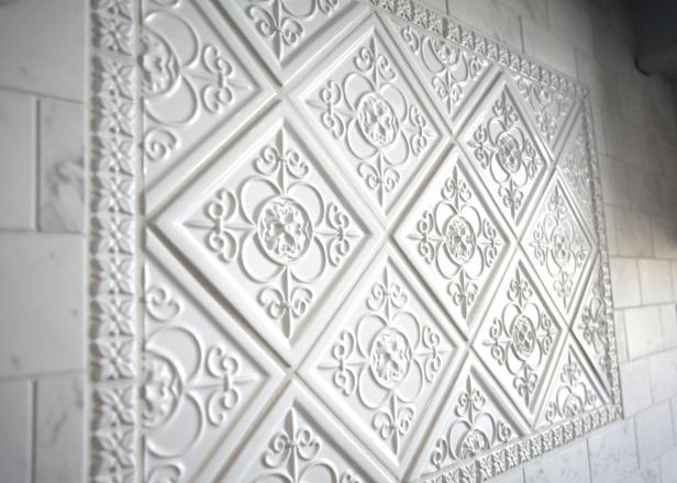 White Kitchen Backsplash Inset With Spanish Tile | HGTV