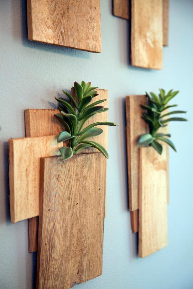 Wood Planks And Succulents As Wall Decor Hgtv
