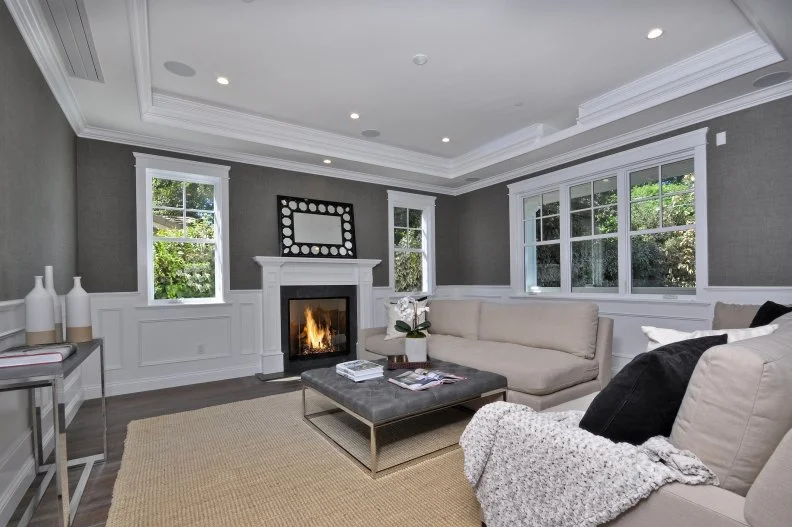 Gray & Beige Transitional Living Room 