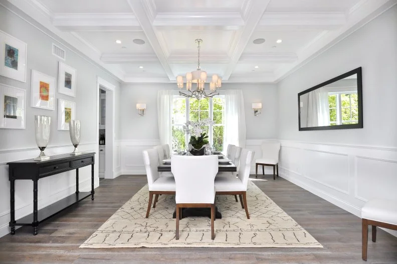 White Transitional Dining Room 