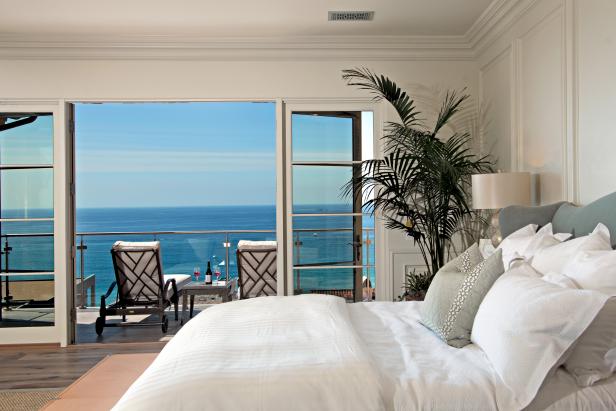 White, Tropical Bedroom With Balcony
