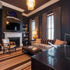 Rich Chocolate Transitional Formal Sitting Room and Office Space 