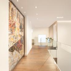 Chic Modern Hallway Features Large-Scale Contemporary Artwork