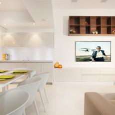 Simple & Sleek Contemporary Space Transitions Seamlessly From Kitchen to Family Room