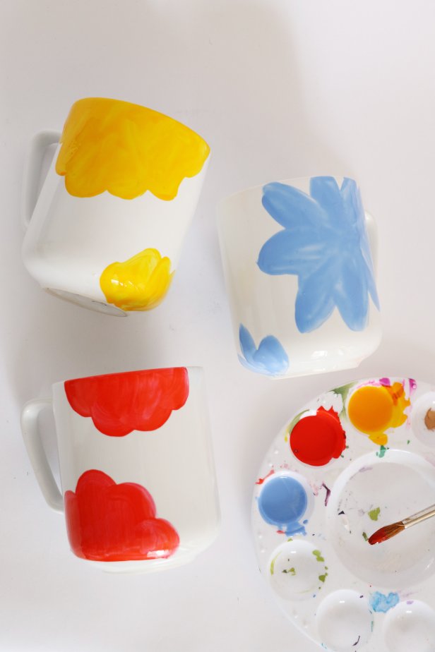Make your abstract floral shape very large and going off the top of the mug. Add a few more petals near the bottom of the mug.