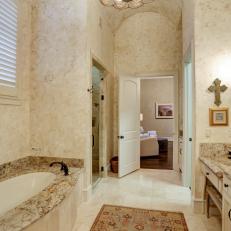 Traditional Master Bathroom With Neutral Venetian Paint