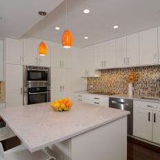Retro-Inspired Kitchen With Orange Pendant Lights