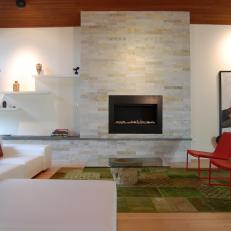 Modern Living Room With Sleek Stone Fireplace