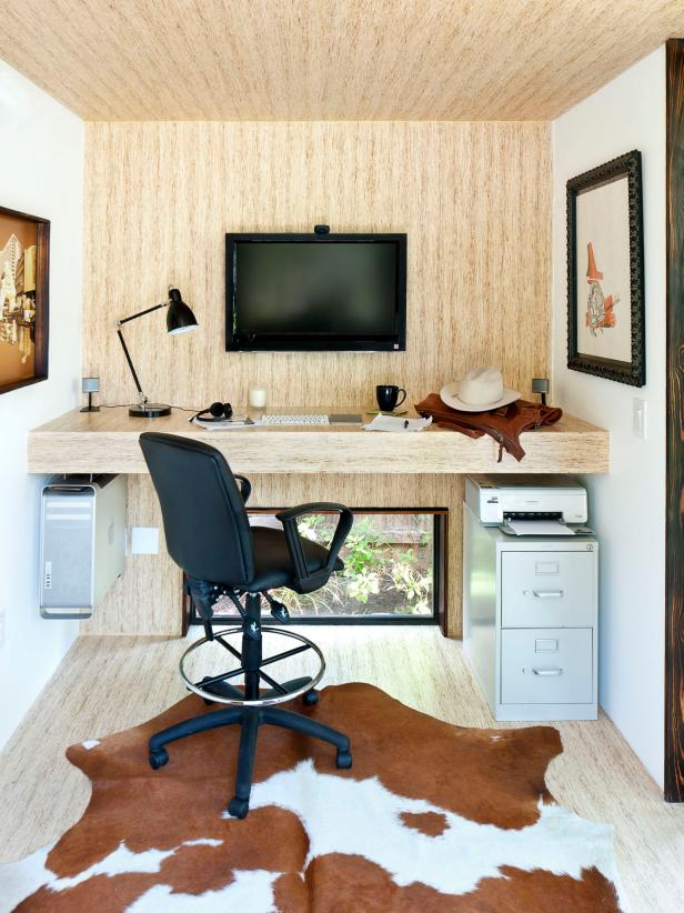 Home Office With Wall-Mounted Monitor