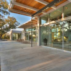 Contemporary Concrete Patio With Indoor-Outdoor Feature