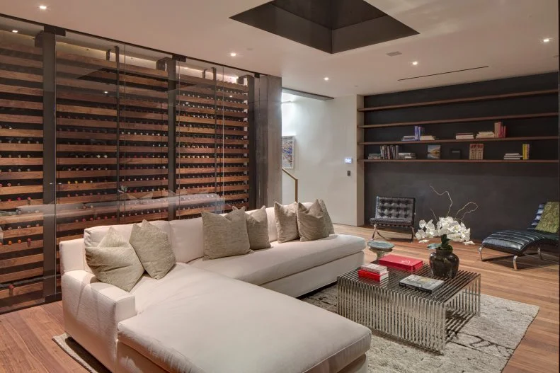 Living Room With Sectional and Skylight 