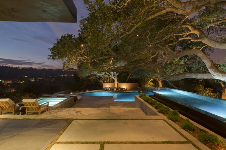 Pool Lit Up at Night