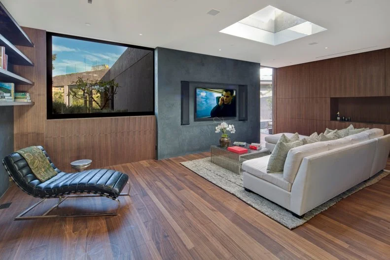 Neutral Living Room With Skylight 