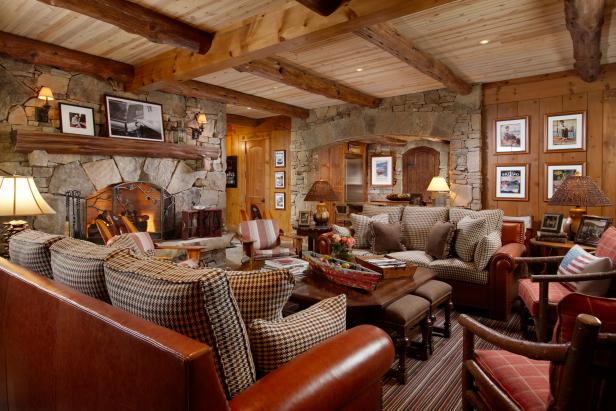 Living Room: Luxe Lakefront Cabin in Tiger, Ga.