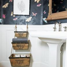 Small Bath With Cute Storage Boxes 