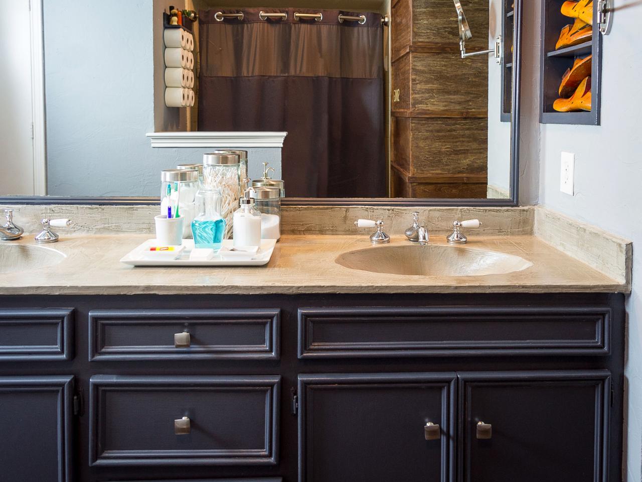 How To Refresh A Dated Vanity Countertop With Concrete Hgtv