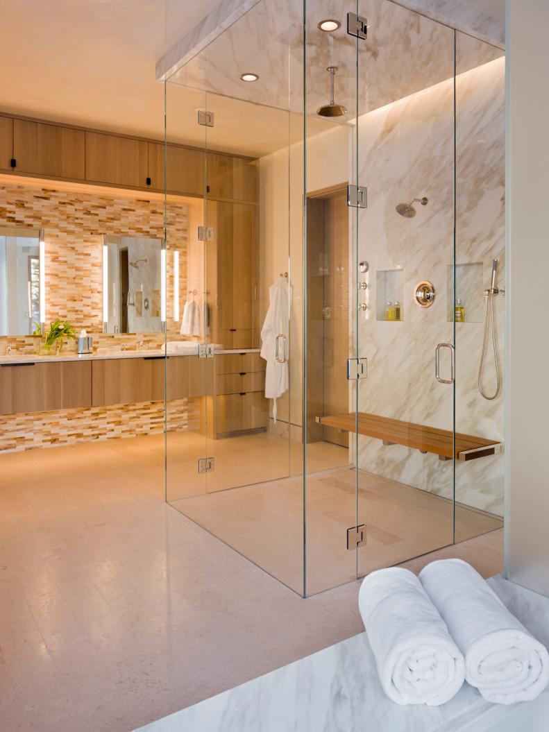 Bathroom With All-Glass Custom Shower 