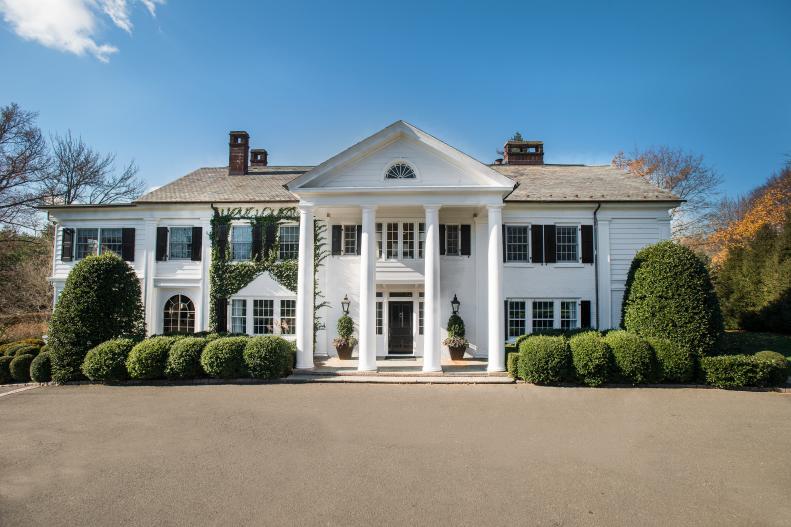 White Georgian Colonial-Style Home Exterior