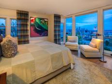 Contemporary Master Bedroom With View of Seattle