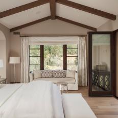 Elegant Bedroom with Rustic Wood Beams