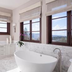 White Bathroom with Freestanding Tub