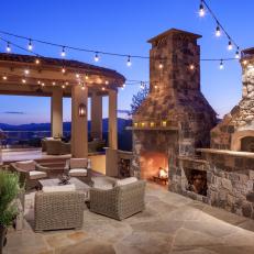 Outdoor Patio and Stone Fireplace