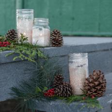 Holiday Decor-Glittered Mason Jar