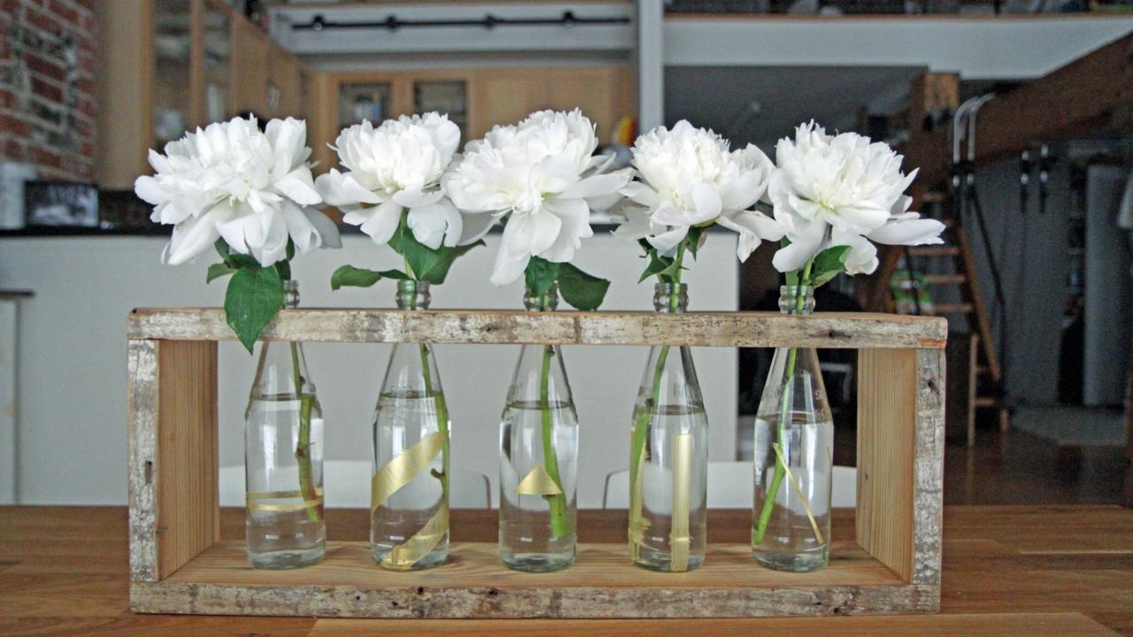 How to Make a Glass Bottle Centerpiece, DanMade: Watch Dan Faires Make  Reclaimed Wood Furniture