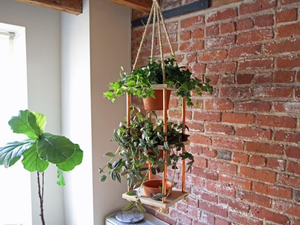 hanging planter with copper piping