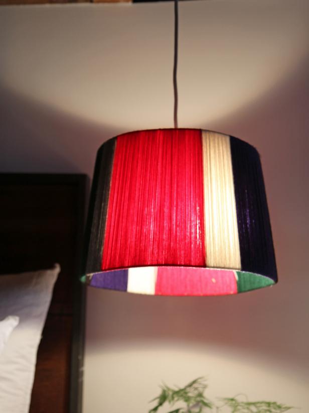 colorful yarn lampshade