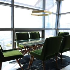 Urban Dining Room With Green Chairs