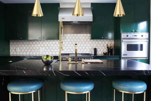 Green and White Eclectic Kitchen