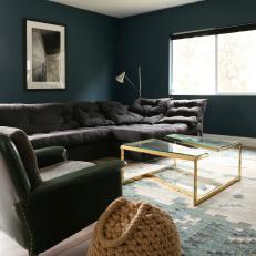 Blue Craftsman Living Room With Sectional