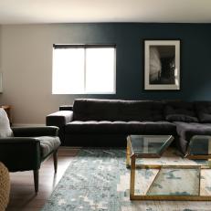 Black and Blue Contemporary Craftsman Living Room