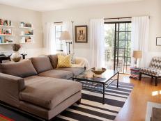 Neutral Transitional Living Room With L Shaped Couch