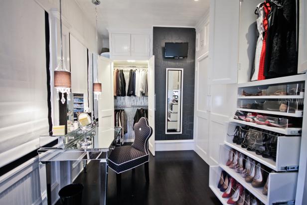 Contemporary Dressing Room with Makeup Table