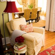 Reading Nook with Plush Chair and Floor Lamp