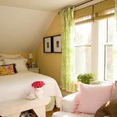 Feminine Green and Pink Cottage Style Master Bedroom 